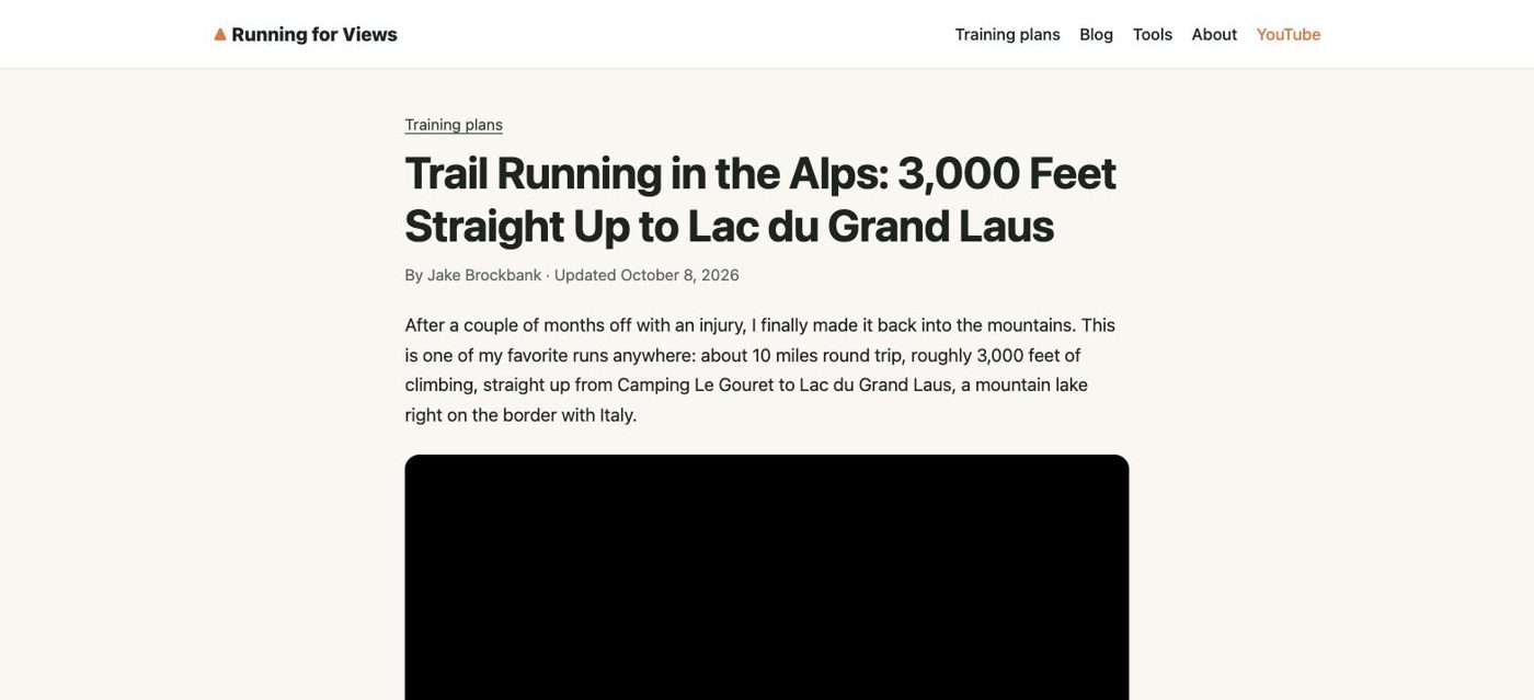 The finished blog post on Jake's site, written from the video transcript