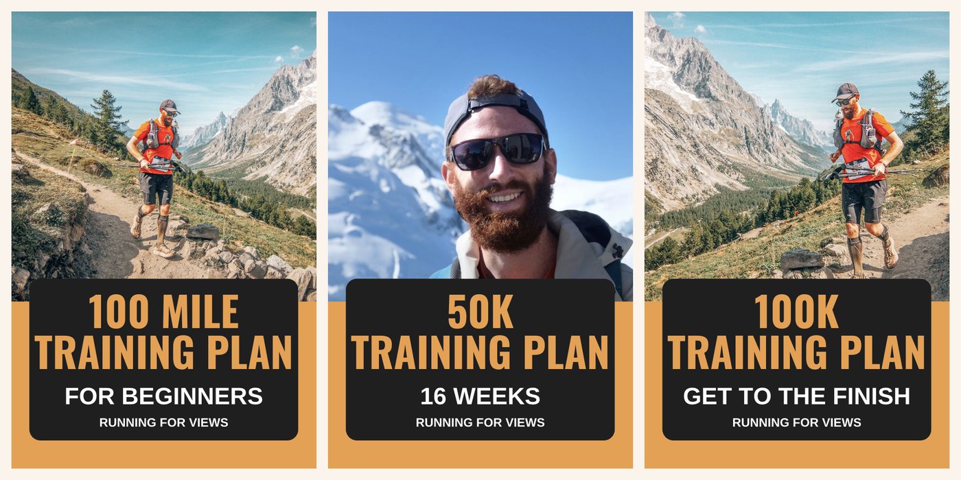 Three finished pins for Jake's Running for Views training plans, made by Claude in Canva from one template